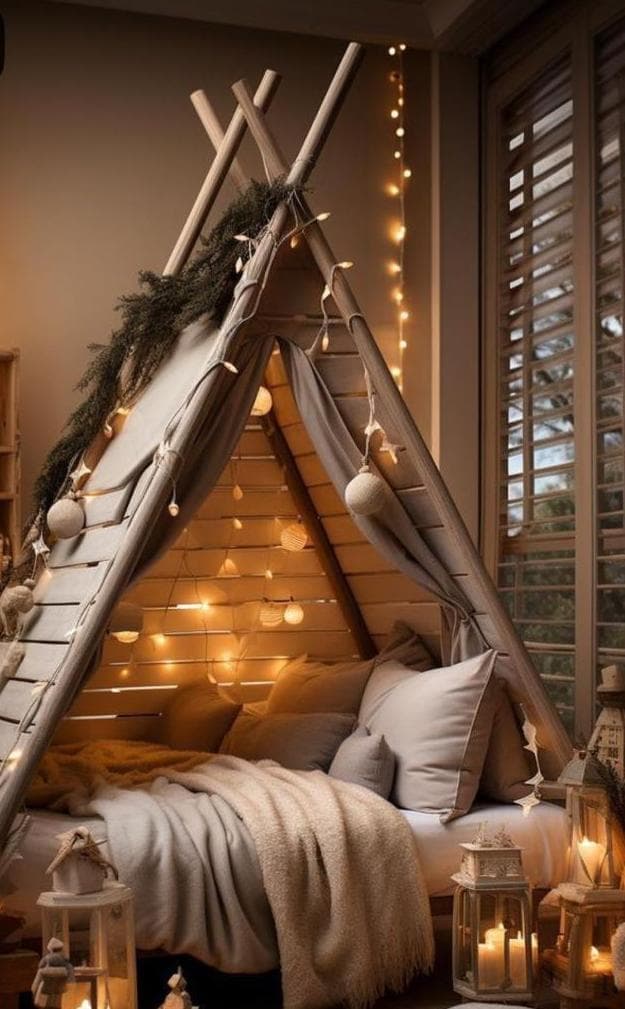 Вигвам для детской новогодней ночевки в клубе Давай поиграем